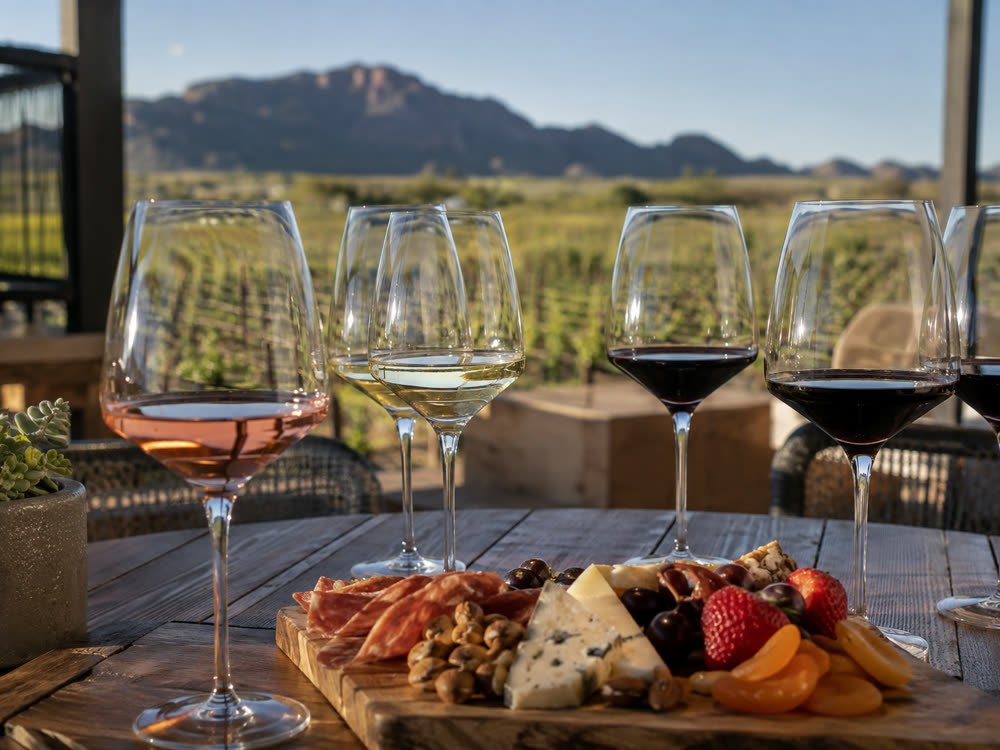 Guests gathered at the tasting table