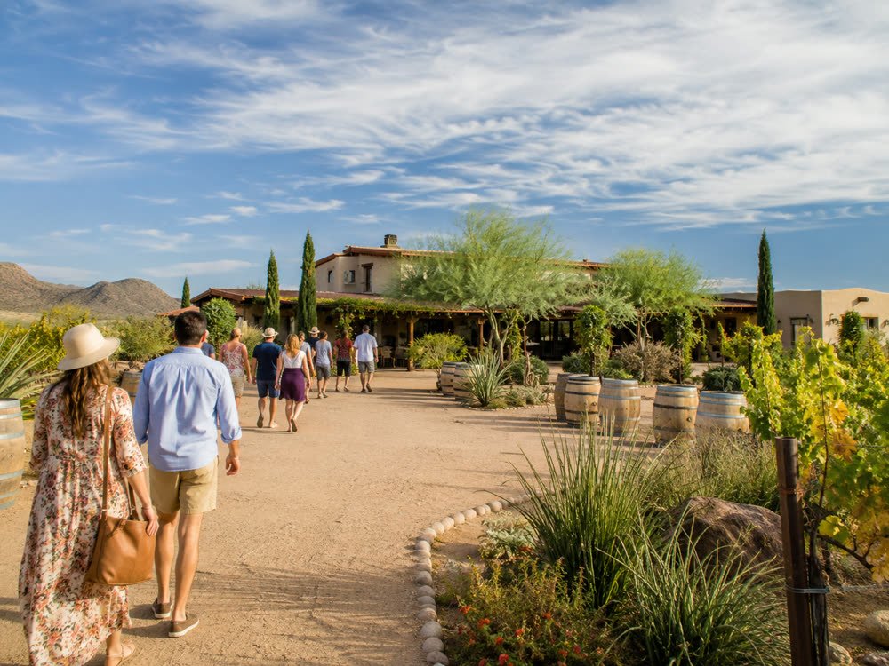 Group arriving at the winery